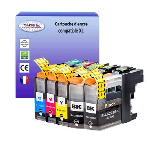 T3AZUR- Lot de 5 Cartouches compatibles avec Brother LC223 XL pour  Brother DCP-J4120DW  DCP-J562DW