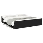 vidaXL Cadre de lit avec tiroirs noir 200x200 cm bois d'ingénierie