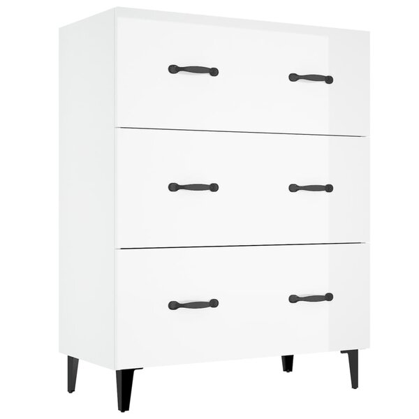 vidaXL Buffet Blanc brillant 69 5x34x90 cm Bois d'ingénierie