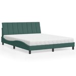vidaXL Lit avec matelas vert foncé 160x200 cm velours
