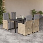 vidaXL Ensemble à manger de jardin avec coussins 5Pièces Beige poly rotin