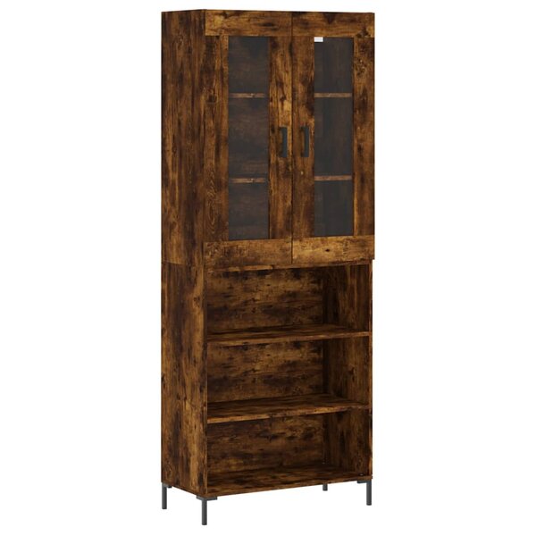 vidaXL Buffet haut Chêne fumé 69 5x34x180 cm Bois d'ingénierie