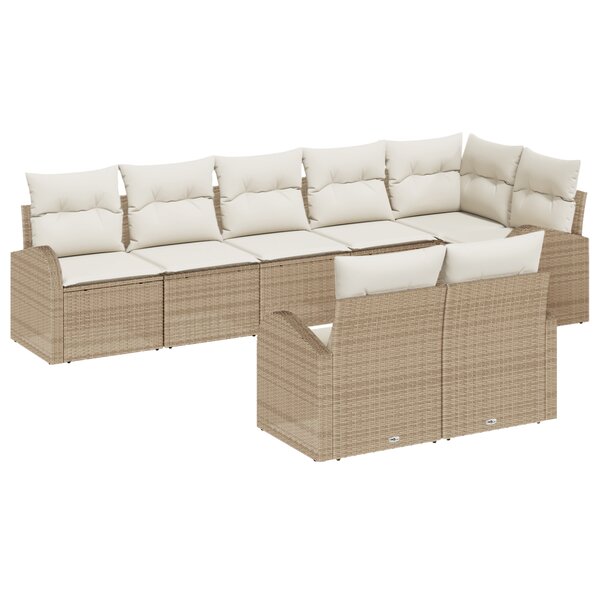 vidaXL Ensemble de canapé de jardin 8 pièces avec coussins en poly rotin beige