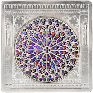 Monnaie NOTRE DAME DE PARIS Rose Window 3 Oz Argent 5$ Ascension Island 2026