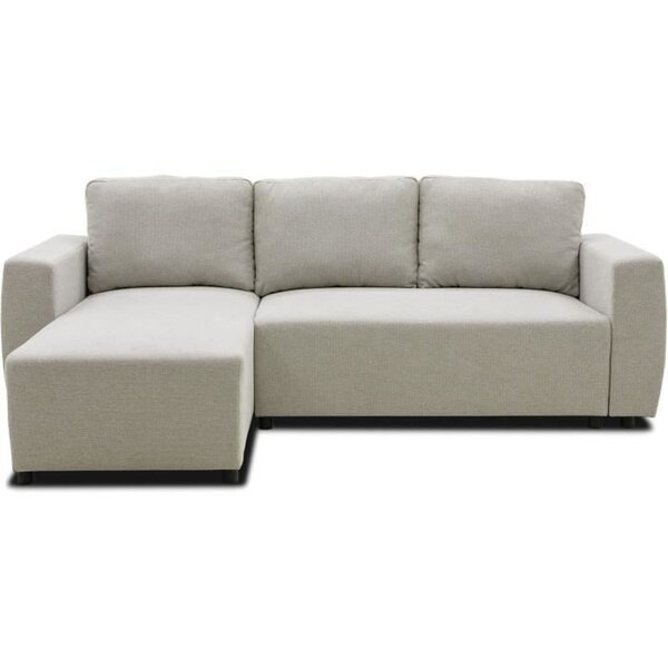 Canapé d'angle convertible réversible 3-4 places - PHARELL - Tissu beige - Coffre de rangement - 224 x 155 x 85 cm