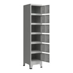 Casier de bureau armoire meuble de rangement pour bureau atelier chambre acier métallique avec 6 portes acier laqué 180 x 38 x 45 cm gris 03_0006350