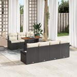 vidaXL Ensemble de 8 Canapés de Jardin avec Coussins Noir Rattan Synthétique Acacia