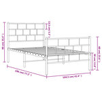 vidaXL Cadre de lit métal avec tête de lit/pied de lit blanc 100x190cm