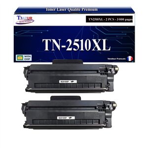 T3AZUR - 2x Toners compatibles avec Brother MFC-L2800DW MFC-L2827DW MFC-L2827DWXL MFC-L2835DW MFC-L2860DW MFC-L2860DWE MFC-L2960DW MFC-L2980DW TN2510 TN2510XL
