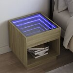 vidaXL Table de chevet avec LED infini chêne sonoma 50x50x50 cm