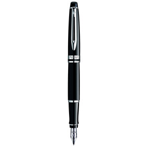 Waterman expert stylo plume laque noire plume moyenne cartouche encre bleue coffret cadeau