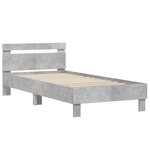 vidaXL Cadre de lit tête de lit et lumières LED gris béton 100x200 cm