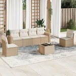 vidaXL Salon de jardin avec coussins 7 Pièces beige résine tressée