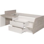 Lit combiné enfant contemporain décor gris loft et blanc - 90 x 190 ou 200 cm