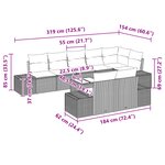 vidaXL Set de Canapé de Jardin de 9 Pièces avec Coussins Gris Rattan Poly