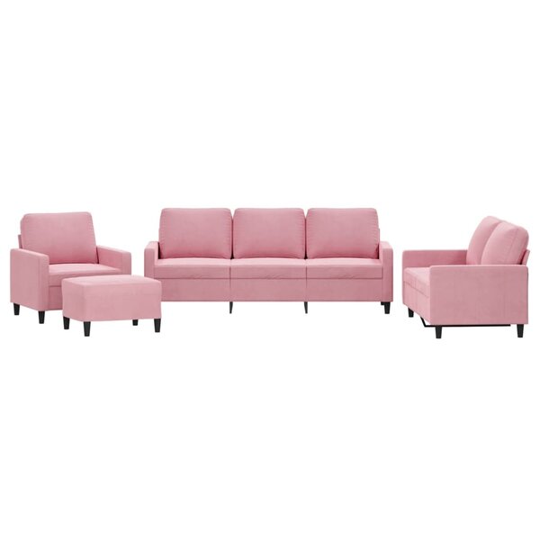 vidaXL Ensemble de canapés 4 Pièces avec coussins Rose Velours