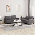 vidaXL Ensemble de canapés 2 Pièces avec coussins Gris Similicuir