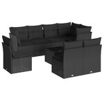 vidaXL Salon de jardin 9 Pièces avec coussins noir résine tressée