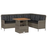 vidaXL Salon de jardin 2 Pièces avec coussins Gris Résine tressée