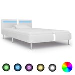 vidaXL Cadre de lit avec LED Blanc Similicuir 90 x 200 cm