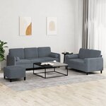 vidaXL Ensemble de canapés 3 Pièces avec coussins gris foncé velours