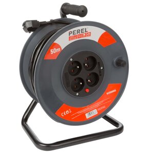 Perel Enrouleur de câble 50 m 4 prises
