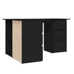 vidaXL Bureau d'angle Noir 145x100x76 cm Bois d'ingénierie