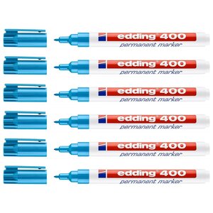 Marqueur Permanent 400 Bleu Clair Pointe Fine 1 mm x 6 EDDING