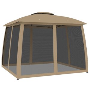 vidaXL Tonnelle avec double toit et parois en filet taupe acier