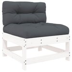 vidaXL Salon de jardin 3 Pièces avec coussins blanc bois massif