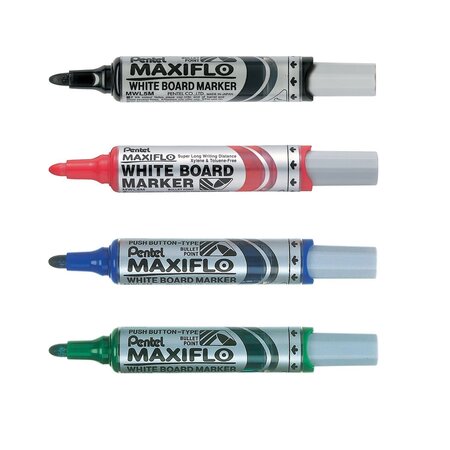 Etui de 4 marqueurs effaçables à sec tableaux blancs pte ogive maxiflo pentel