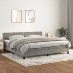 vidaXL Sommier à lattes de lit et matelas Gris clair 200x200cm Velours