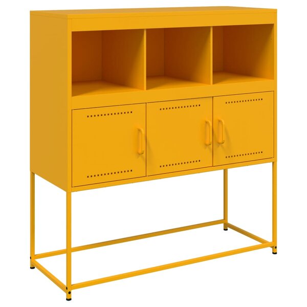 vidaXL Buffet jaune moutarde 100 5x39x107 cm acier laminé à froid