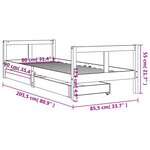 vidaXL Cadre de lit enfant tiroirs noir 80x200 cm bois de pin massif