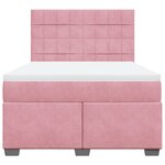 vidaXL Sommier à lattes de lit avec matelas Rose 140x200 cm Velours