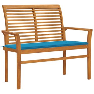 vidaXL Banc de jardin avec coussin bleu 112 cm Bois de teck massif