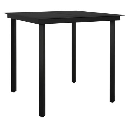 vidaXL Table à dîner de jardin Noir 80x80x74 cm Acier et verre