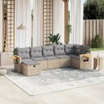 vidaXL Salon de jardin avec coussins 7Pièces mélange beige résine tressée