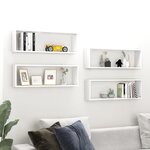 vidaXL Étagères cube murales 4Pièces Blanc 80x15x26 5cm bois d'ingénierie