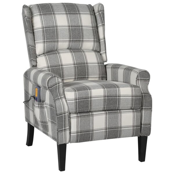 vidaXL Fauteuil de massage inclinable gris blanc tissu
