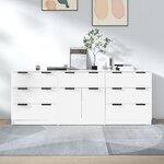 vidaXL Buffets 3 Pièces blanc brillant bois d'ingénierie