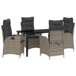 vidaXL Ensemble de Salle à Manger de Jardin de 5 Pièces avec Coussins Gris Rattan Poly