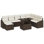vidaXL Ensemble de 9 pièces de canapé de jardin avec coussins marron en poly-rattan