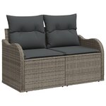 Ensemble de Canapés de Jardin vidaXL 6 Pièces avec Coussins Gris Rotin Poly