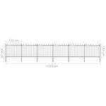 Vidaxl clôture de jardin avec dessus en cerceau acier 10 2x1 5 m noir