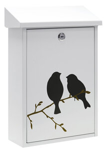 Boîte aux Lettres en Acier sérigraphié Premium E5601-BIR « Birds » Blanc