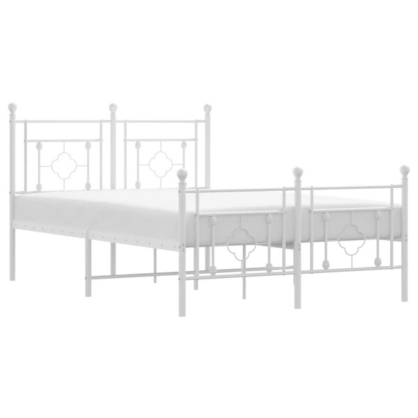 vidaXL Cadre de lit métal avec tête de lit/pied de lit blanc 120x190cm