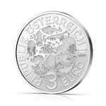 Pièce de monnaie 3 euro Autriche 2022 – Pieuvre à anneaux bleus