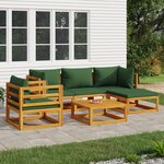 vidaXL Salon de jardin 6 Pièces avec coussins vert bois massif