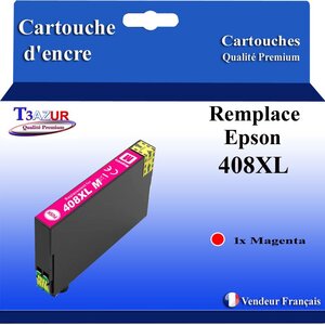 T3AZUR - Cartouche compatible avec Epson WorkForce Pro WF-C4810DTWF 408 408L 408XL - Magenta